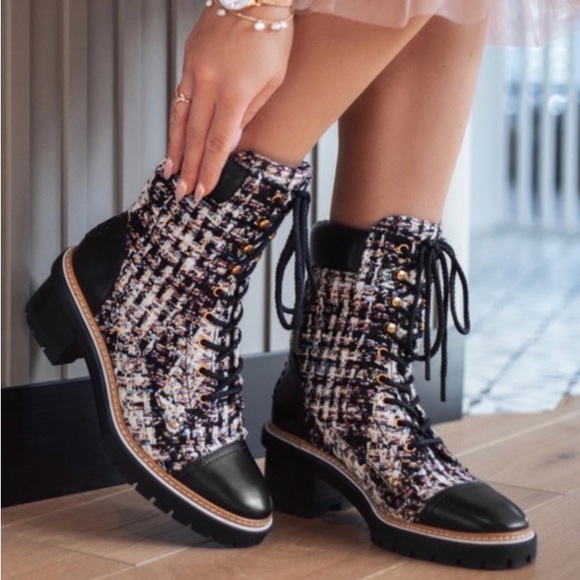 Tory Burch Miller Lug Sole Tweed Boot - Picture 1 of 6